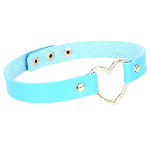Baby Blue Heart Shaped Neck Choker Submissive Day Collar