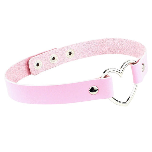 Baby Pink Heart Shaped Neck Choker Submissive Day Collar