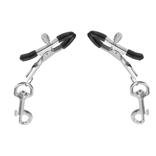 Silver Adjustable Nipple Clamps with Hanging Hook Clips
