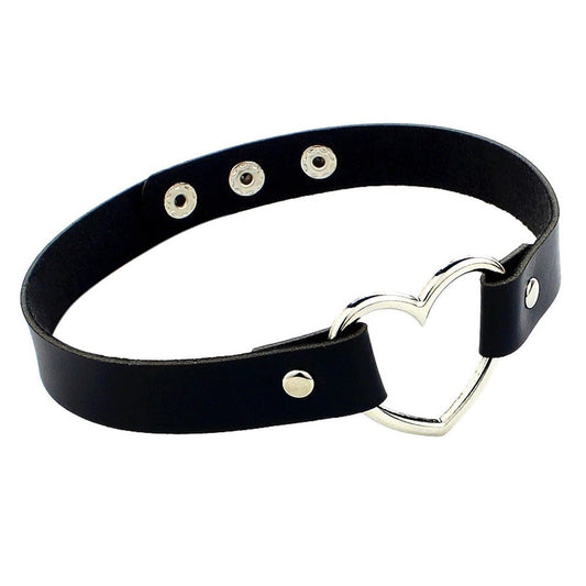 Black Heart Shaped Neck Choker Submissive Day Collar