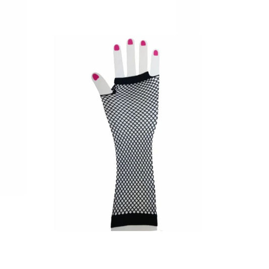 Sexy Halloween Raver Long Black Fishnet Gloves