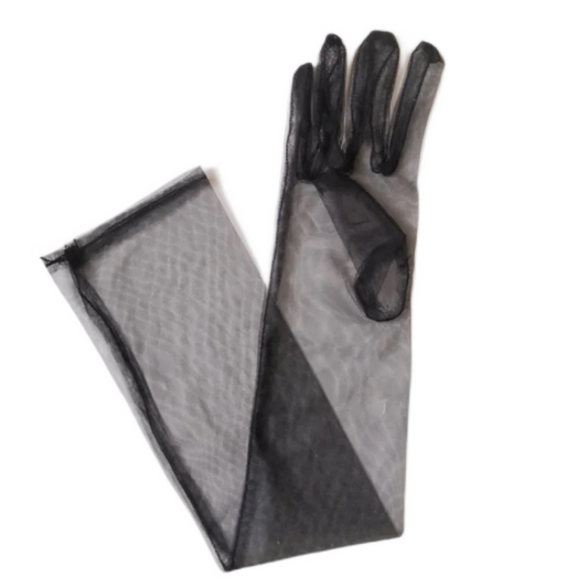 Black Sexy Sheer Transparent Long Matinee Gloves