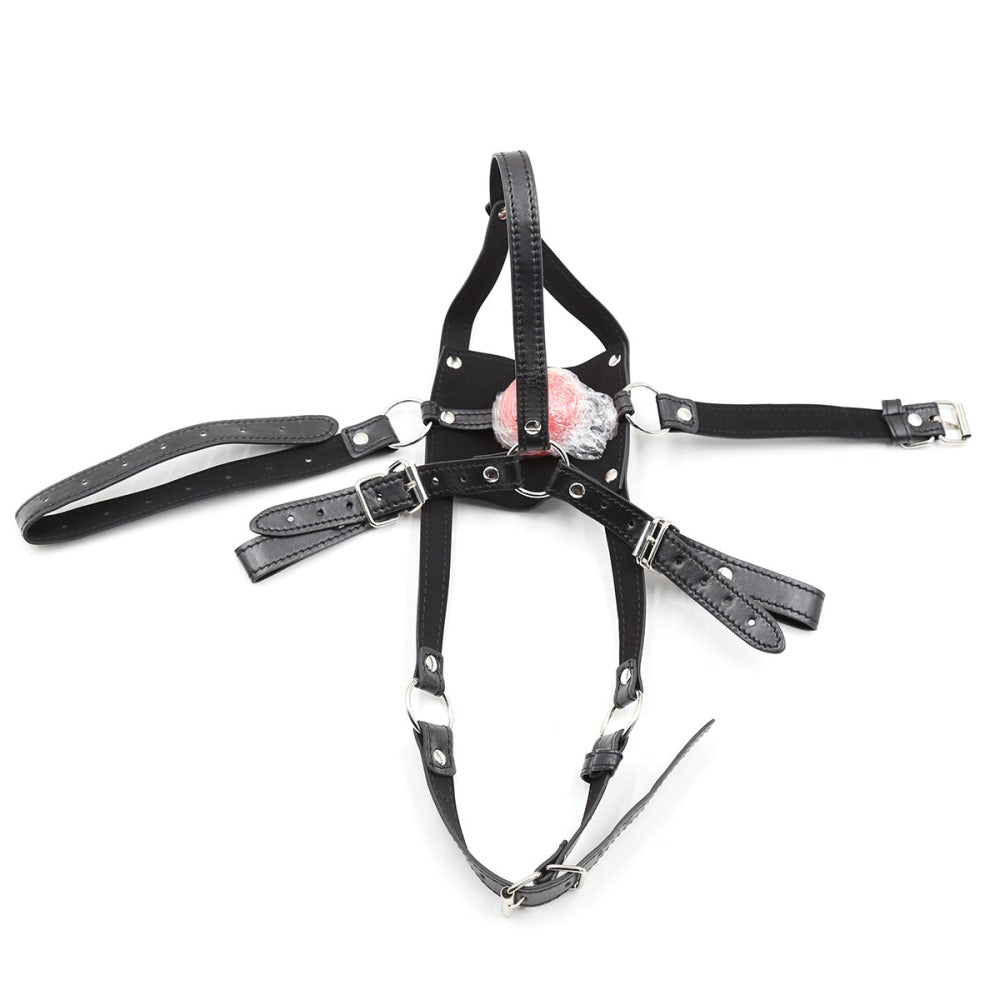 Muzzle Patch Panel Full Head Harness Mouth Ball Gag