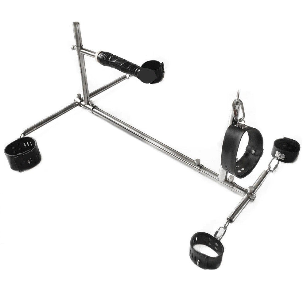 Stainless Steel Bondage Pillory Restraint Vegan Leather Cuffs