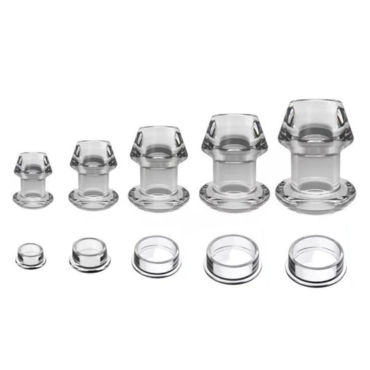 Clear Hollow Anal Butt Plugs with Stopper Plug