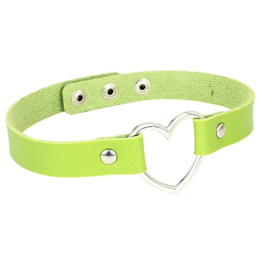 Green Heart Shaped Neck Choker Submissive Day Collar