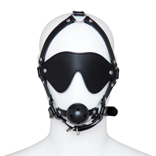 Head Harness Ball Gag With Blinder