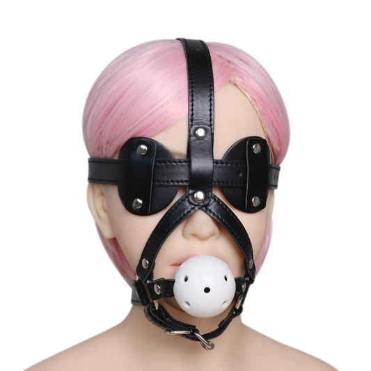 Head Harness Gag with Detachable Blinder Eyes