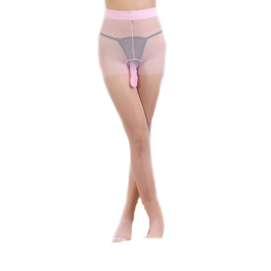 Mens Penis Pouch Pantyhose Tights - Baby Pink