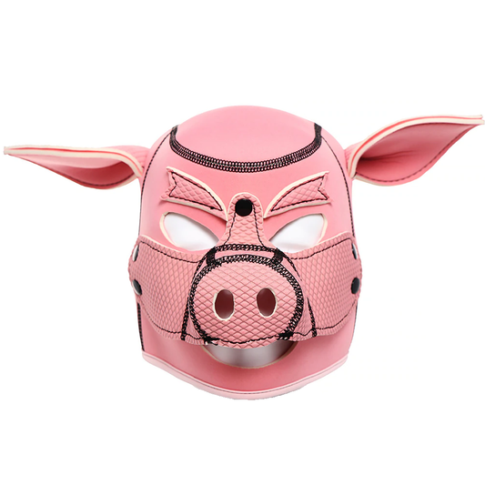 Neoprene Fuck Pig Hood Gimp Mask Animal Play Pink
