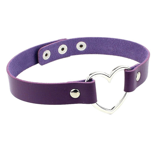 Purple Heart Shaped Neck Choker Submissive Day Collar