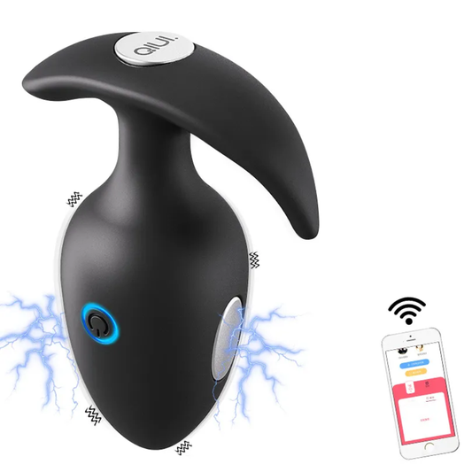 QIUI App Controlled Thunderbolt Electric Shock and Vibe Anal Butt Plug