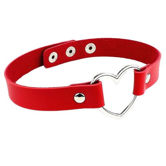 Red Heart Shaped Neck Choker Submissive Day Collar
