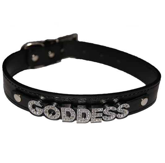 GODDESS Fetish Collar Mean Girl Femdom Black, Red, Pink, Blue & White