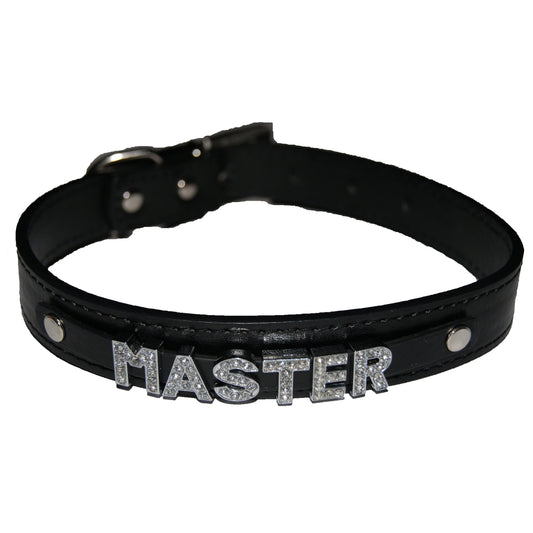 MASTER Fetish Collar Alpha Male Dom Black, Red, Pink, Blue & White