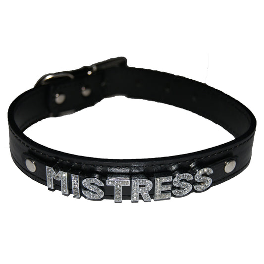 MISTRESS Collar Mean Girl Femdom Domme Black, Red, Pink, Blue & White