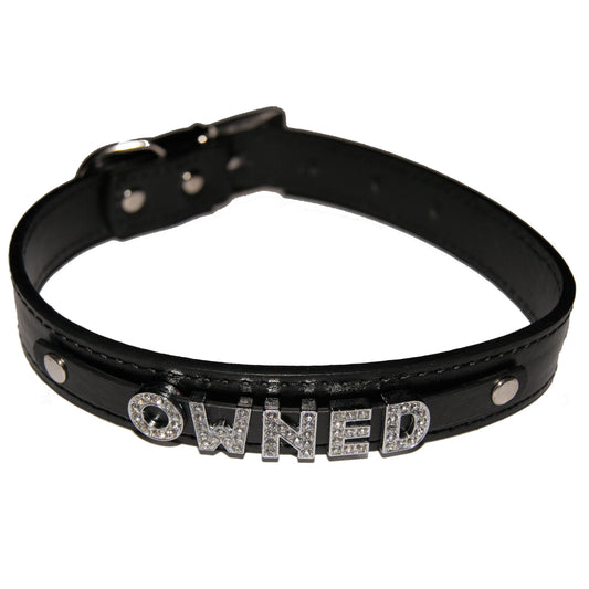 OWNED Fetish Collar Submissive Slave Sub Black, Red, Pink, Blue & White