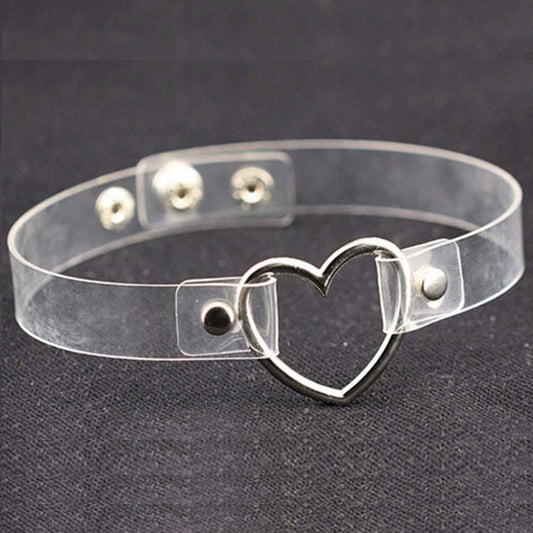 Clear Heart Shaped Neck Choker Submissive Day Collar