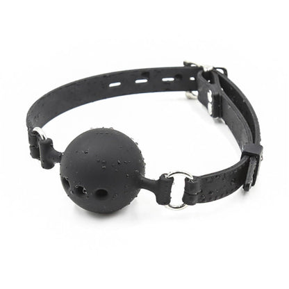 Deluxe Black Silicone Mouth Breathable Ball Gag with Silicone Strap