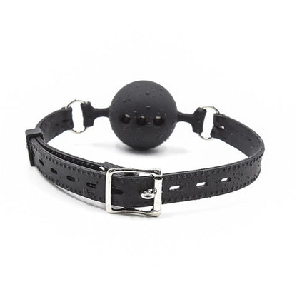 Deluxe Black Silicone Mouth Breathable Ball Gag with Silicone Strap