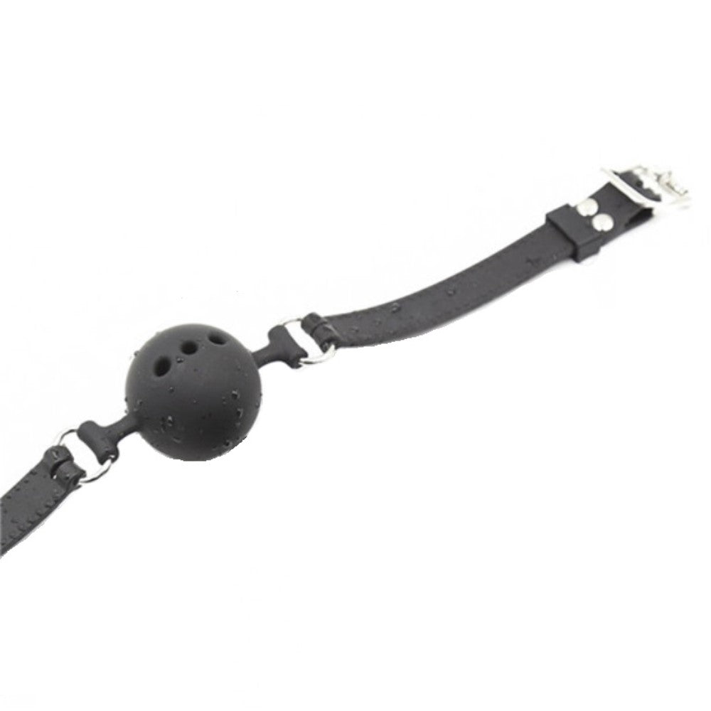 Deluxe Black Silicone Mouth Breathable Ball Gag with Silicone Strap