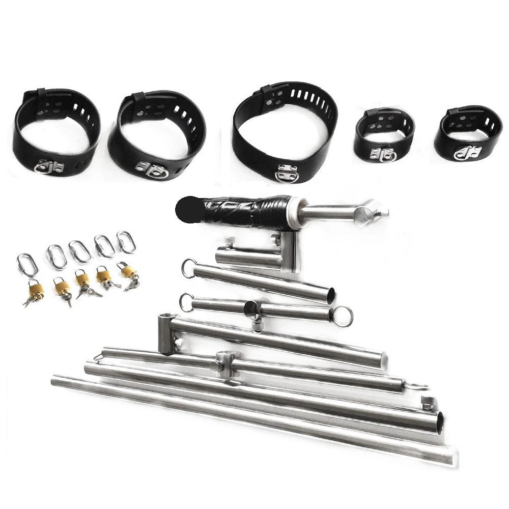 Stainless Steel Bondage Pillory Restraint Vegan Leather Cuffs