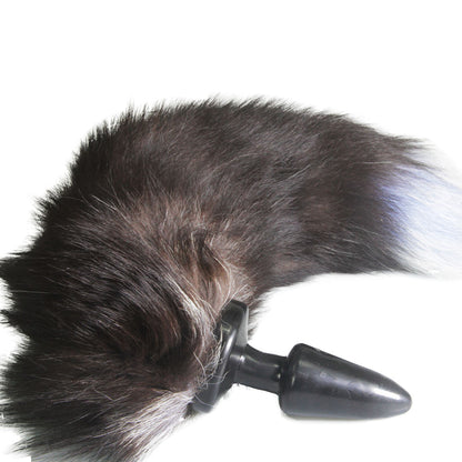 Dark Brown and White Faux Fur Fox / Puppy / Pony Tail Butt Plug