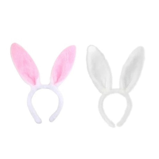Fluffy Easter Bunny Rabbit Ears Headband White or Pink