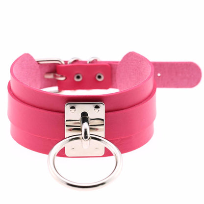 Hot Pink Fetish Slave Collar Sub Princess Gold or Silver Large Hoop