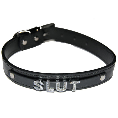 SLUT Fetish Collar Sub Slave Princess Black, Red, Pink, Blue & White
