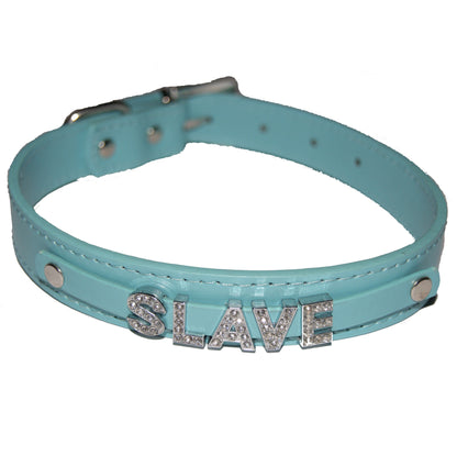 SLAVE Fetish Collar Sub Submissive Black, Red, Pink, Blue & White