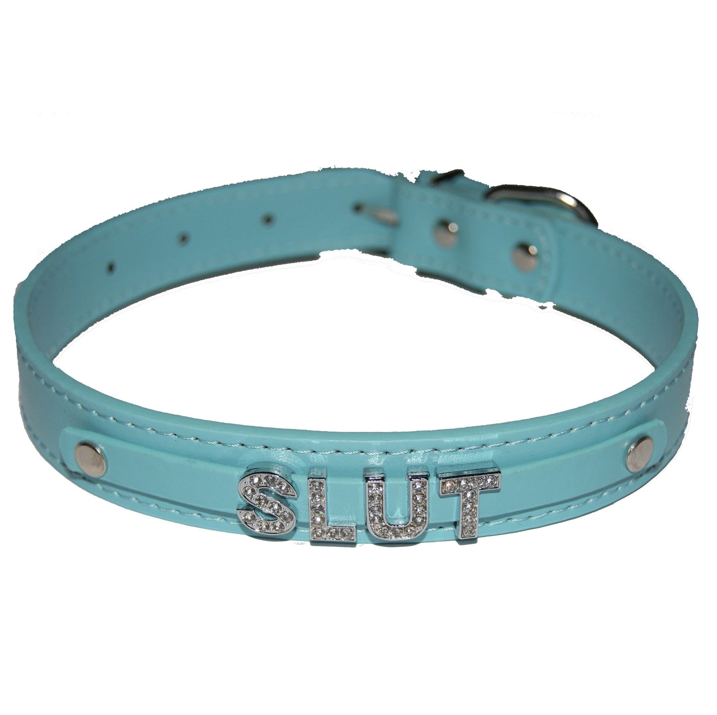 SLUT Fetish Collar Sub Slave Princess Black, Red, Pink, Blue & White