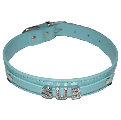 SUB Fetish Collar Sub Slave Owned Black, Red, Pink, Blue & White
