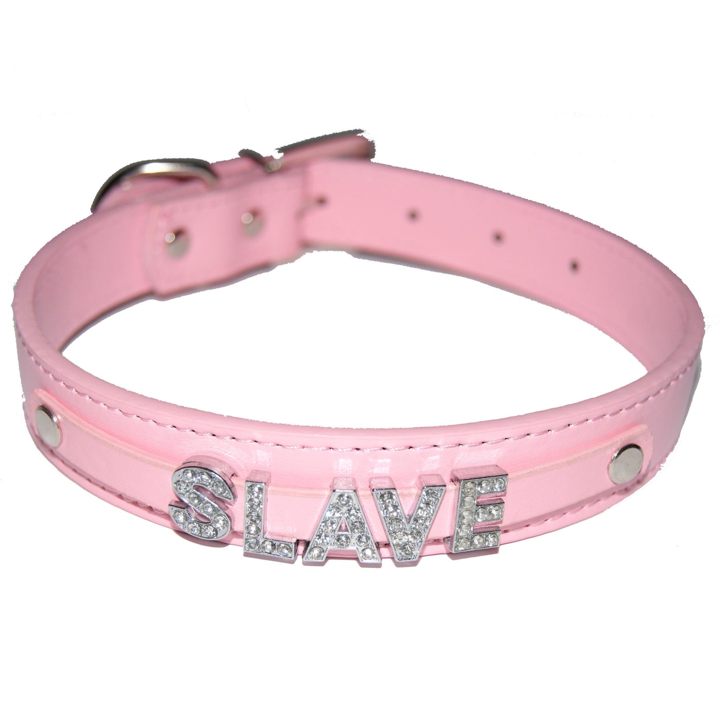 SLAVE Fetish Collar Sub Submissive Black, Red, Pink, Blue & White