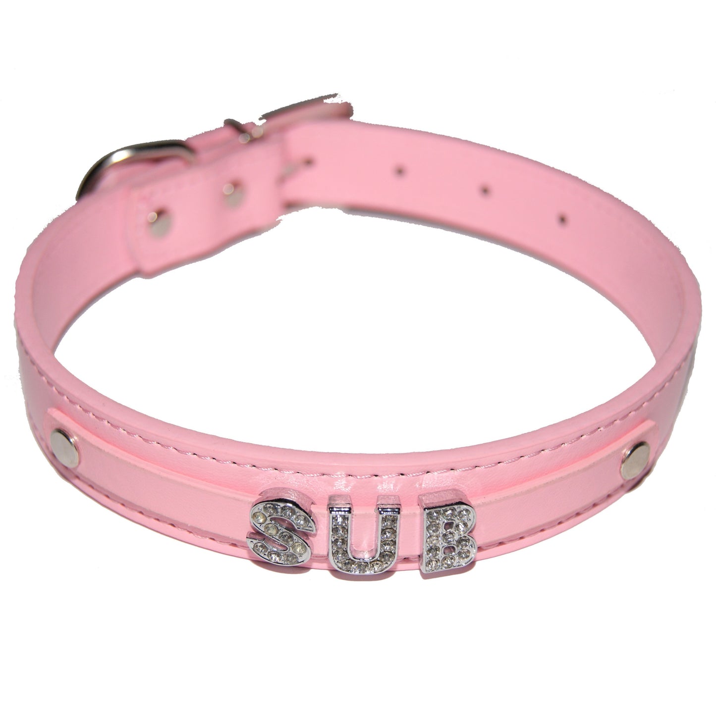 SUB Fetish Collar Sub Slave Owned Black, Red, Pink, Blue & White