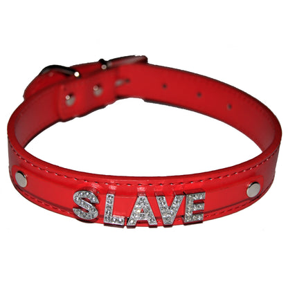 SLAVE Fetish Collar Sub Submissive Black, Red, Pink, Blue & White