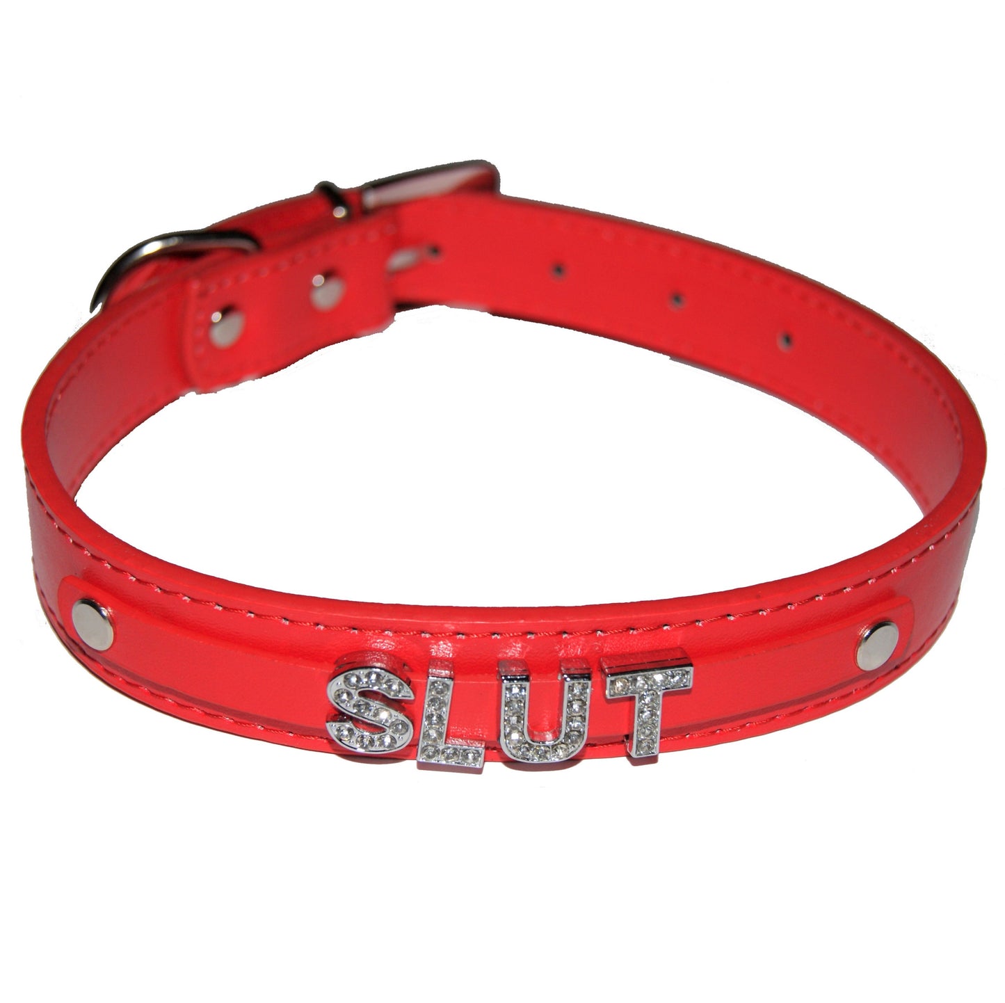 SLUT Fetish Collar Sub Slave Princess Black, Red, Pink, Blue & White