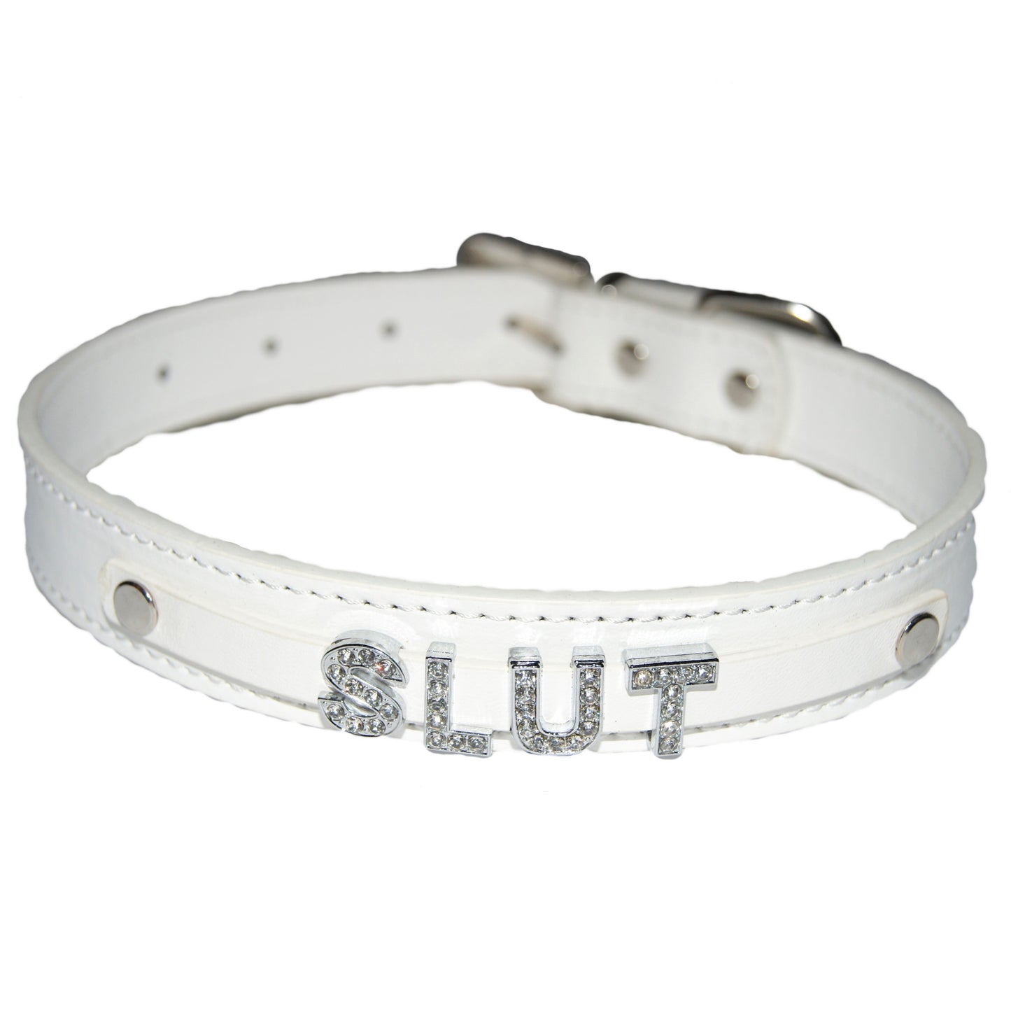 SLUT Fetish Collar Sub Slave Princess Black, Red, Pink, Blue & White