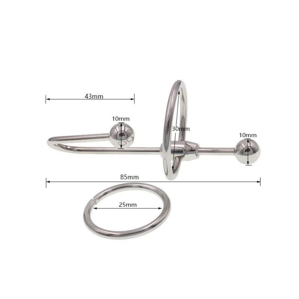 Urethral Catheter Sound Penis Plug / Glans Ring with 25mm & 30mm Rings