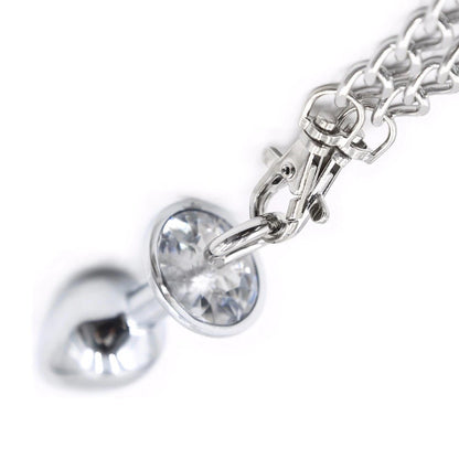 Handcuffs and Connecting Chain Restraint to Princess Anal Butt Plug